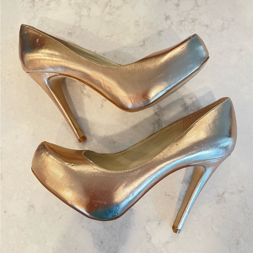 BCBGeneration 4.5” Gold Stiletto Heels Sz. 6.5